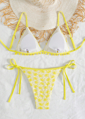Жовтий літній купальник (ліф, трусики) роздільний, бікіні SHEIN