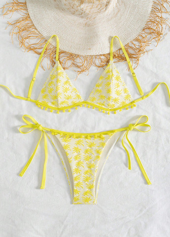 Жовтий літній купальник (ліф, трусики) роздільний, бікіні SHEIN