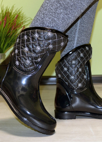 Чоботи гумові жіночі легінси чорні на флісі W-Shoes (235895357)