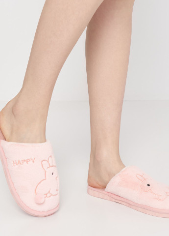 Розовые тапочки Slippers с аппликацией, с вышивкой