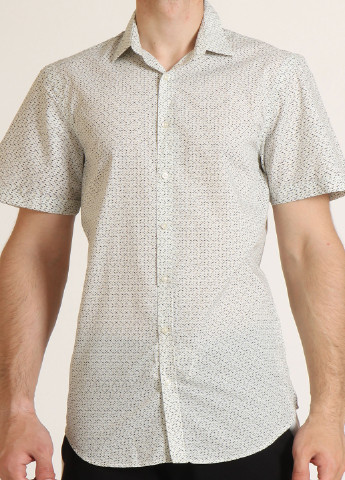 Светло-серая кэжуал рубашка с геометрическим узором Angelo Litrico с коротким рукавом