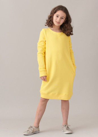 Желтое кэжуал платье платье-свитшот Promin однотонное