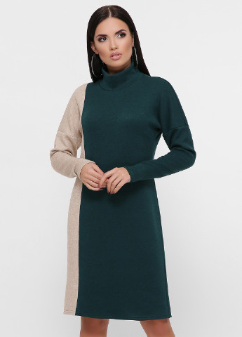 Темно-зеленое кэжуал платье платье-водолазка Fashion Up однотонное