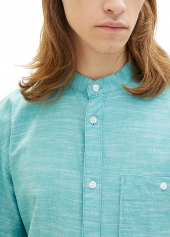 Бирюзовая кэжуал рубашка однотонная Tom Tailor