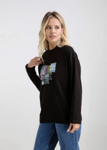 Чорний світшот romashka Ромашка малюнок (254641817)