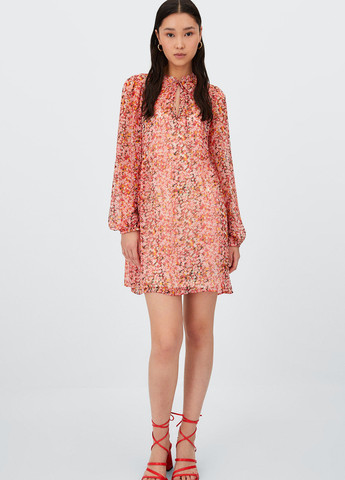 Комбинированное кэжуал платье а-силуэт Stradivarius с цветочным принтом