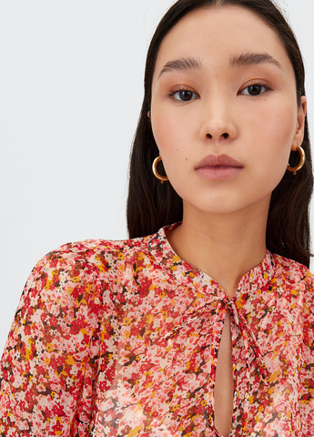 Комбинированное кэжуал платье а-силуэт Stradivarius с цветочным принтом