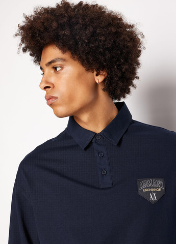 Темно-синяя футболка-поло для мужчин Armani Exchange однотонная
