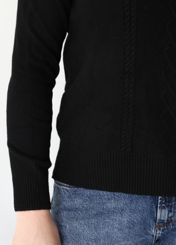 Черный демисезонный свитер женский черный прямой с орнаментом JEANSclub Прямая
