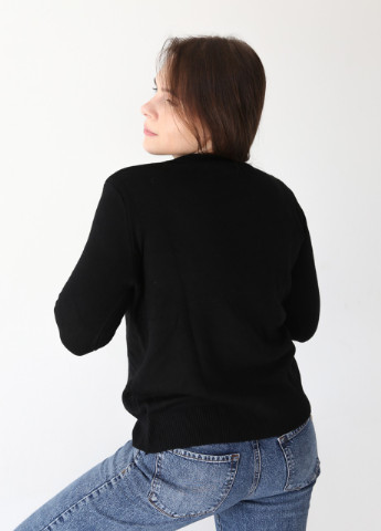 Чорний демісезонний светр жіночий чорний прямий з орнаментом JEANSclub Прямая