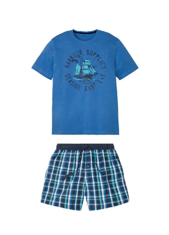 Пижама (футболка, шорты) Livergy футболка + шорты надпись синяя домашняя хлопок, трикотаж