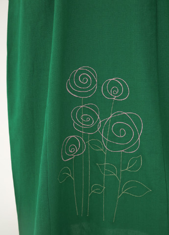Зелена кежуал сукня лляна зі складанням по талії збоку INNOE однотонна