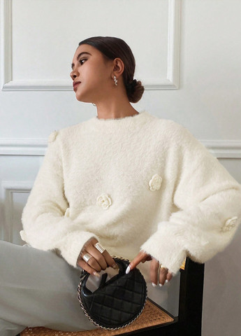 Молочный демисезонный джемпер джемпер SHEIN