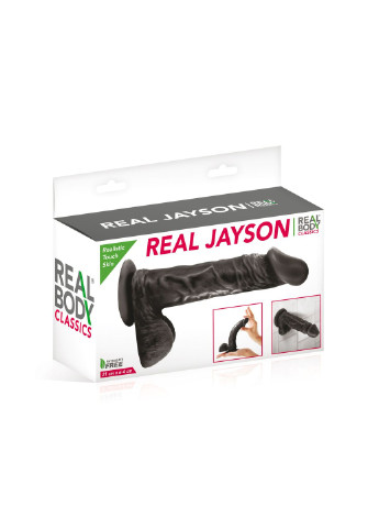Фаллоимитатор на присоске - Real Jayson Black, TPE, диаметр 4см Real Body (254885440)