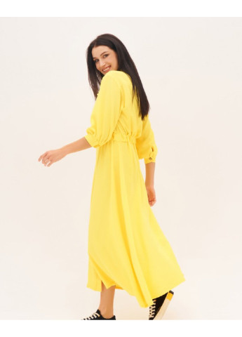 Жовтий повсякденний сукня sa-169 m м'ятний ISSA PLUS однотонна