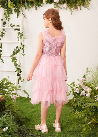 Рожевий літній костюм (топ, спідниця) SHEIN