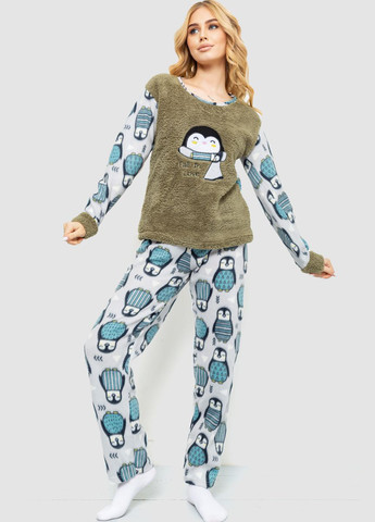 Оливковая зимняя пижама (свитшот, брюки) Ager