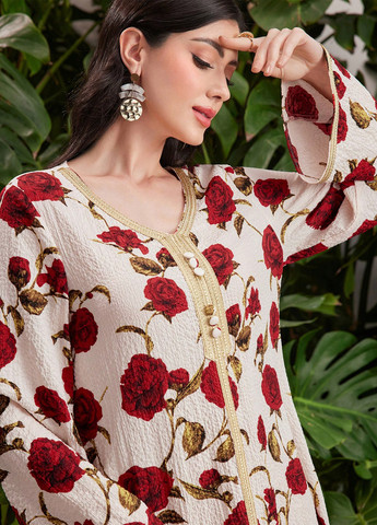 Світло-бежева кежуал сукня SHEIN троянди