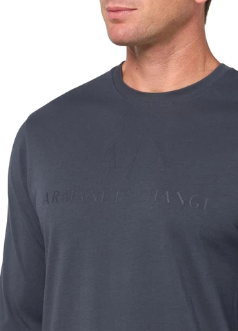 Темно-синий демисезонный кэжуал лонгслив Armani Exchange однотонный