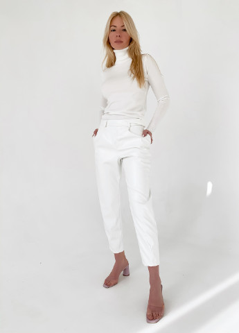 Белые кэжуал демисезонные зауженные, прямые, классические, укороченные брюки Jolie