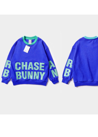 Bronco свитшот для девочки chase bunny, синий рисунок синий кэжуал хлопок
