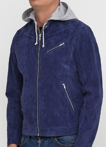 Темно-синяя демисезонная куртка кожаная Tom Tailor