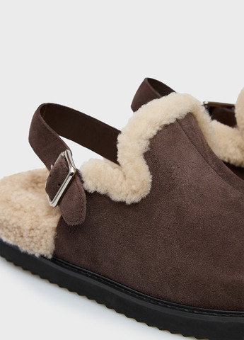 Коричневые сабо PRPY без каблука с мехом