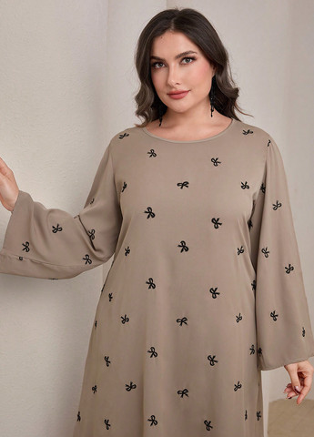 Кавова кежуал сукня а-силует SHEIN з малюнком