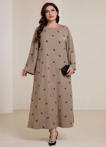 Кавова кежуал сукня а-силует SHEIN з малюнком