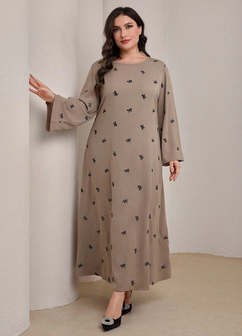 Кавова кежуал сукня а-силует SHEIN з малюнком