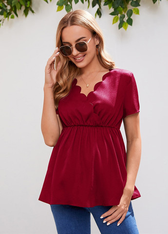 Бордовая блуза для беременных на запах, с баской SHEIN