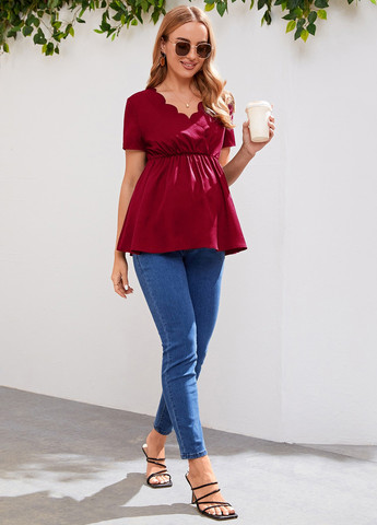 Бордовая блуза для беременных на запах, с баской SHEIN