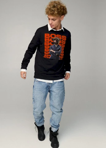Черный свитшот мужской oversize /no flis/ YAPPI рисунок (251424180)