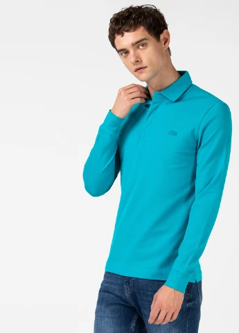 Светло-бирюзовая футболка-поло для мужчин Lacoste с логотипом