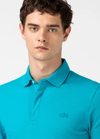 Светло-бирюзовая футболка-поло для мужчин Lacoste с логотипом