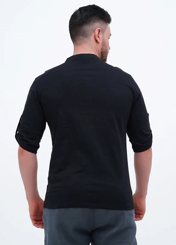 Лонгслів Trend Collection однотонний чорний кежуали бавовна, трикотаж