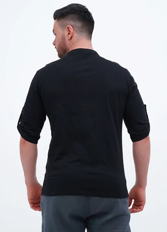 Лонгслів Trend Collection однотонний чорний кежуали бавовна, трикотаж