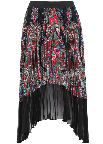 Черная кэжуал цветочной расцветки юбка Oodji плиссе