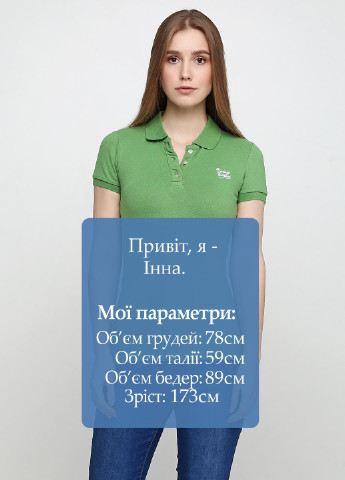 Оливковая (хаки) женская футболка-поло Aggresive однотонная