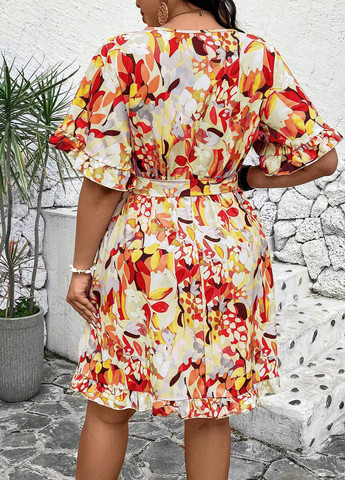 Комбінована кежуал сукня кльош SHEIN з квітковим принтом