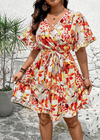 Комбінована кежуал сукня кльош SHEIN з квітковим принтом