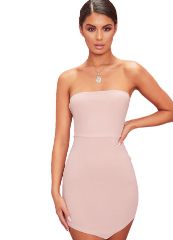 Бледно-розовое коктейльное платье футляр PrettyLittleThing однотонное