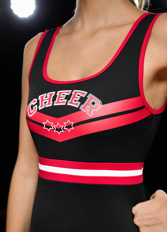 Комбинезон SHEIN комбинезон-шорты надпись чёрный спортивный полиамид