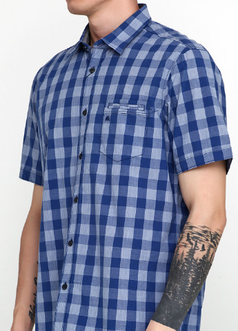 Светло-синяя кэжуал рубашка в клетку Lerros с коротким рукавом