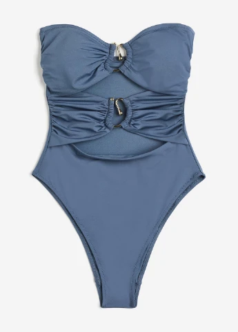 Сіро-синій літній купальник суцільний, бандо H&M
