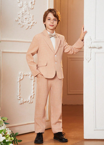 Песочный демисезонный костюм (пиджак, брюки) брючный SHEIN