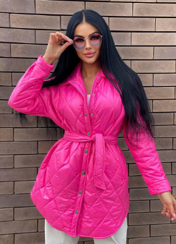 Темно-рожеве Женское пальто-рубашка из плащевки малинового цвета р.42/44 358135 New Trend