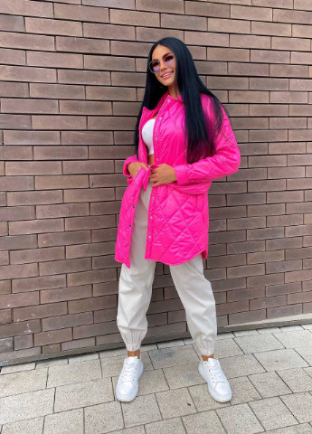 Темно-розовое Женское пальто-рубашка из плащевки малинового цвета р.42/44 358135 New Trend