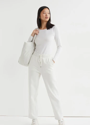 Лонгслів,білий, H&M Basic (254655586)
