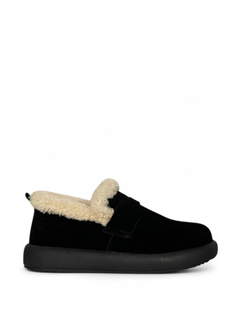 Черные слипоны ALLSY с мехом однотонные